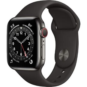 Apple Watch Series 6 (GPS + Cellular, 40mm) - Graphite Stainless Steel Case with Black Sport Band (Renewed)