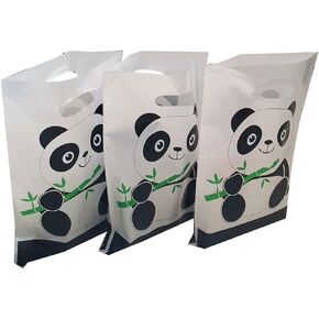 LYT Panda Party Bags, 30 Count (Pack of 1), Panda Party Favors, Gift Bags, Black, White, Cartoon, Glossy, Plastic, Birthday, Baby Shower