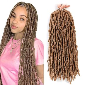 soft locs crochet hair 18 Inch 6 Packs copper red Curly Wavy Crochet Synthetic Braiding Hair Extensions Dreads Crochet for black women(18 inch, 350)