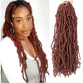soft locs crochet hair 18 Inch 6 Packs copper red Curly Wavy Crochet Synthetic Braiding Hair Extensions Dreads Crochet for black women(18 inch, 350) in Saudi Arabia