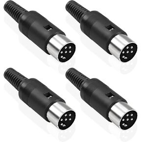MEIRIYFA DIN 5-Pin Male Plug Connector, 4 Pack DIN 5 Pin Plug MIDI Cable Adapter Socket Solder Terminals Connector for Microphone Amplifiers