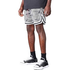 WDIRARA Men's Letter Print Striped Drawstring Waist Track Shorts Casual Shorts
