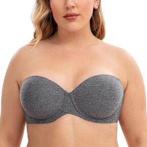 MELENECA Push Up Strapless Bras for Women Large Bust Underwire with Clear Strap