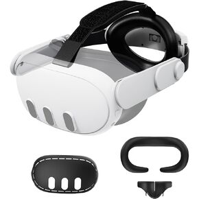 VR Comfort Elite Head Strap with Soft Foam Back Pad for Meta Quest 3 Accessories, with Silicone Face Pad Cover and Nose pad, VR Shell Cover for Oculus Quest 3 Headset in Kuwait