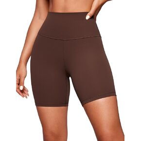 شورت CRZ YOGA للسيدات ButterLuxe Biker مقاس 6 بوصات - شورت يوجا عالي الخصر للتمرين والجري والكرة الطائرة واليوجا بني بني كبير