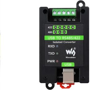 Waveshare USB to RS485/422 Industrial Grade Isolated Converter, Onboard Original FT232RL and SP485EEN, Multiple Protection, Wall-Mount and Rail-Mount Support