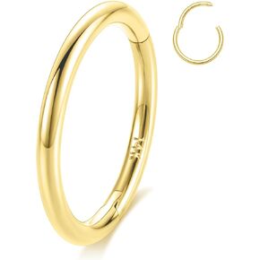 GAGABODY 14K Solid Gold Nose Rings Hoop Yellow Gold Septum Rings Conch Piercing Jewelry 20g/18g/16g Tragus Helix Piercing Jewelry Cartilage Daith Earring Lip Rings