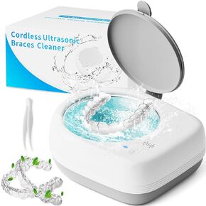 Ultrasonic Retainer Cleaner, Cordless Retainer Cleaner Machine with 2000mAh, Professional 50kHz Dental Cleaning Pod, Portable Ultrasonic Cleaner Retainer Only for Retainer