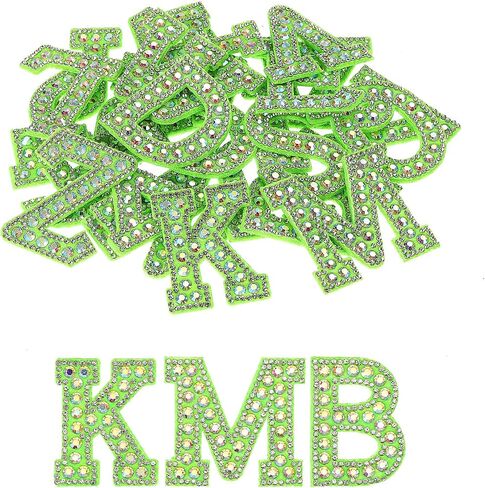 MECCANIXITY Iron on Patch Decorative A-Z Black Glitter Alphabet Applique Rhinestone English Letter for DIY Clothes Repair Hats Bags Pack of 26 in Saudi Arabia
