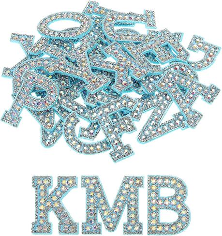 MECCANIXITY Iron on Patch Decorative A-Z Black Glitter Alphabet Applique Rhinestone English Letter for DIY Clothes Repair Hats Bags Pack of 26 in Saudi Arabia