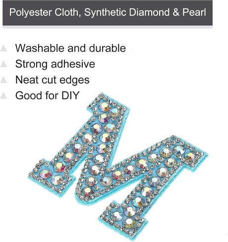 MECCANIXITY Iron on Patch Decorative A-Z Black Glitter Alphabet Applique Rhinestone English Letter for DIY Clothes Repair Hats Bags Pack of 26 in Saudi Arabia