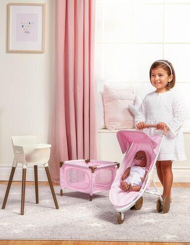 LullaBaby - حزمة ملحقات دمية طفل مقاس 14 بوصة - مجموعة رعاية الحضانة - كرسي مرتفع، روضة أطفال وعربة أطفال - ألعاب التظاهر - للأطفال من عمر 2 فما فوق - مجموعة لعب حضانة بيبي دول in Kuwait