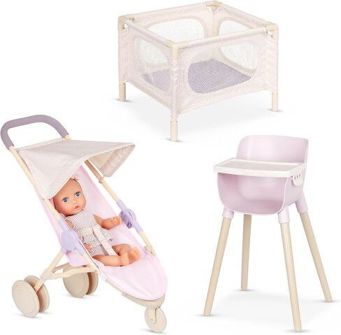 LullaBaby - حزمة ملحقات دمية طفل مقاس 14 بوصة - مجموعة رعاية الحضانة - كرسي مرتفع، روضة أطفال وعربة أطفال - ألعاب التظاهر - للأطفال من عمر 2 فما فوق - مجموعة لعب حضانة بيبي دول in Saudi Arabia
