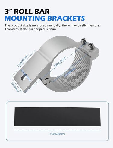 2Inch Led Tube Clamp Mounting Brackets, Roll Bar Mounts for LED Light Bar Led Pods Fits for Bull Bar Roll Bar Rack Front Rear Bumper, Silver in Saudi Arabia