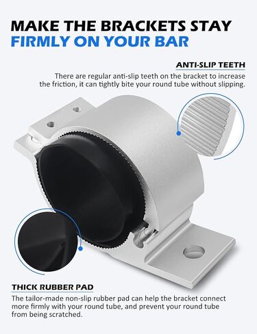 2Inch Led Tube Clamp Mounting Brackets, Roll Bar Mounts for LED Light Bar Led Pods Fits for Bull Bar Roll Bar Rack Front Rear Bumper, Silver in Saudi Arabia