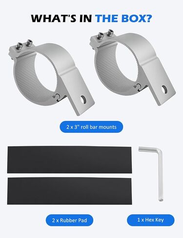 2Inch Led Tube Clamp Mounting Brackets, Roll Bar Mounts for LED Light Bar Led Pods Fits for Bull Bar Roll Bar Rack Front Rear Bumper, Silver in Saudi Arabia