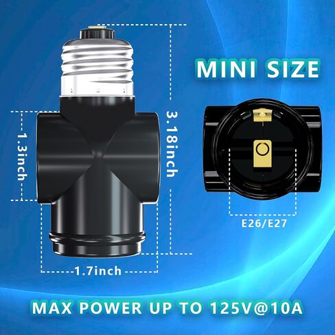 Light Socket Adapter, Convert E26 Light Socket to 3-Prong Outlet Adapter and Light Bulb Socket, 1 Pack(Black) in Saudi Arabia