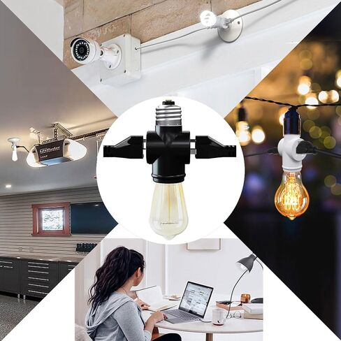 Light Socket Adapter, Convert E26 Light Socket to 3-Prong Outlet Adapter and Light Bulb Socket, 1 Pack(Black) in Saudi Arabia