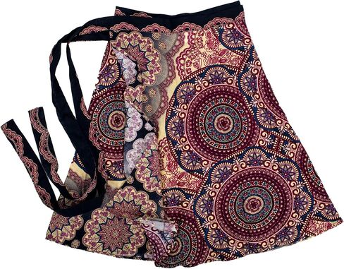 by Thrive Ethical Fashion Womens Handcrafted Above-The-Knee Adjustable Tie Wrap Skirt, Covers Up to 50 Inches in Saudi Arabia
