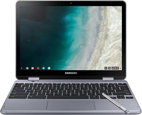 SAMSUNG Chromebook Plus V2 360 12.2" FHD+ 2-in-1 Touchscreen (Intel Celeron 3965Y, 4GB RAM, 128GB (64GB eMMC+64GB SD Card), Stylus Pen) Home & Education Laptop, w/Dual Webcam, Chrome OS (Renewed) in Saudi Arabia