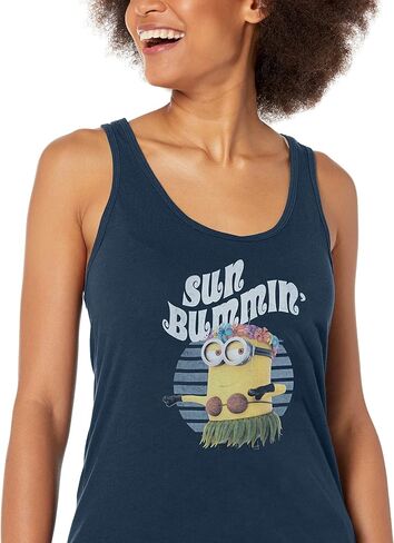 Fifth Sun Women's Summer Sun Bummin Hula Minion Graphic Racerback Tank Top in Saudi Arabia