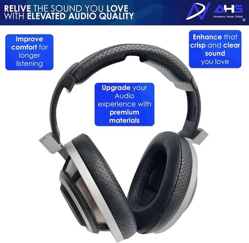 AHG Premium HD 8XX / HD 800S / HD 800 Ear Pads Cushions and Headband Compatible with Sennheiser HD800 / Sennheiser HD800S and Drop HD 8XX Headphones. Perforated Sheepskin/High-Density Foam/Durable in Saudi Arabia