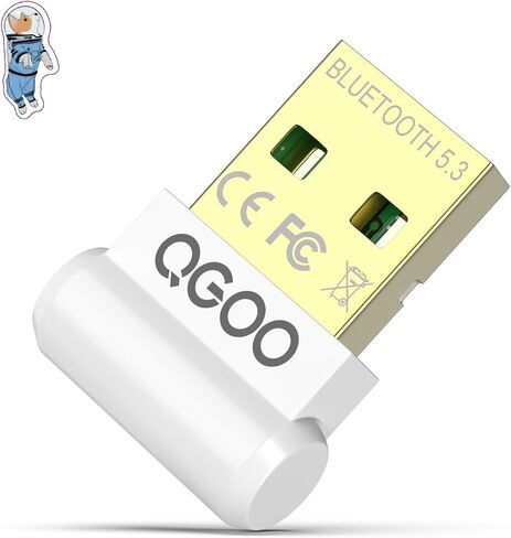 USB Bluetooth Adapter for PC - QGOO Bluetooth Dongle 5.3 EDR, Wireless Bluetooth Receiver for Desktop Computer Laptop Bluetooth Windows 8.1/10/11（white-076） in Saudi Arabia