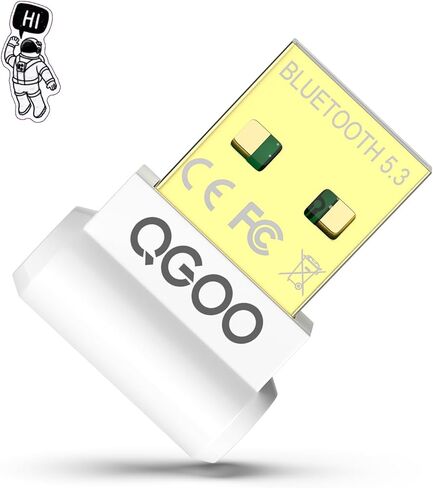 USB Bluetooth Adapter for PC - QGOO Bluetooth Dongle 5.3 EDR, Wireless Bluetooth Receiver for Desktop Computer Laptop Bluetooth Windows 8.1/10/11（white-203） in Saudi Arabia