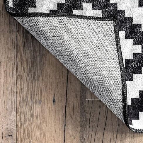 سجادة عداء NuLOOM Kellee رفيعة للغاية قابلة للغسل في الغسالة، مقاس 2' 6'' x 8'، أسود in Saudi Arabia