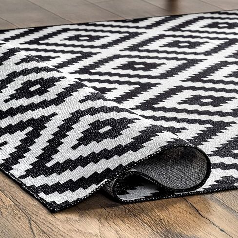 سجادة عداء NuLOOM Kellee رفيعة للغاية قابلة للغسل في الغسالة، مقاس 2' 6'' x 8'، أسود in Saudi Arabia