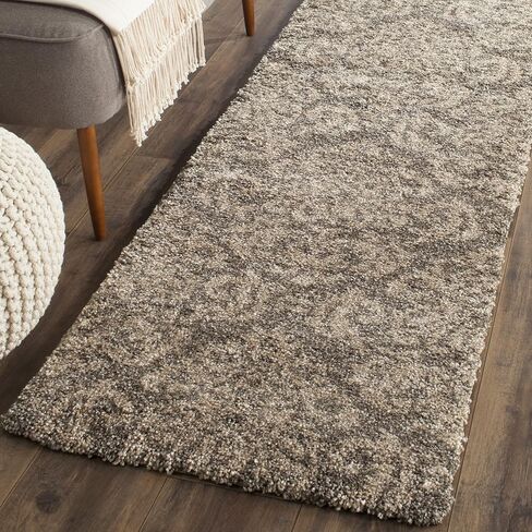 سجادة SAFAVIEH Florida Shag Collection - 2'3" x 13'، دخاني وبيج، تصميم دمشقي، لا يتساقط ويسهل العناية به، سمك 1.2 بوصة مثالي للمناطق ذات حركة المرور العالية في غرفة المعيشة وغرفة النوم (SG460-7913) in Saudi Arabia