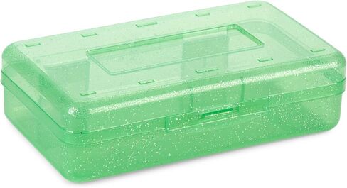 Blue Summit Supplies Colorful Glitter Plastic Pencil Boxes, Translucent Pencil Boxes for School, Crayon and Marker Organizer Boxes with Hinged Lids, Assorted Colors, 4 Pack in Saudi Arabia