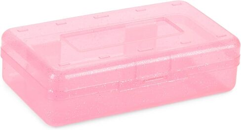 Blue Summit Supplies Colorful Glitter Plastic Pencil Boxes, Translucent Pencil Boxes for School, Crayon and Marker Organizer Boxes with Hinged Lids, Assorted Colors, 4 Pack in Saudi Arabia