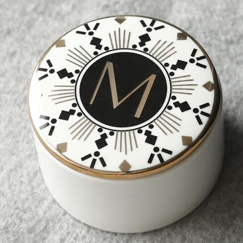 COLLECTIVE HOME - Monogram Jewelry Box, Bohemian Ceramic Trinket Box, Storage for Necklace Ring Bracelet Keys, Birthday Mother's Day Christmas Gift for Women, 3.25" x 2.5" (A) in Saudi Arabia