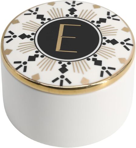 COLLECTIVE HOME - Monogram Jewelry Box, Bohemian Ceramic Trinket Box, Storage for Necklace Ring Bracelet Keys, Birthday Mother's Day Christmas Gift for Women, 3.25" x 2.5" (A) in Saudi Arabia