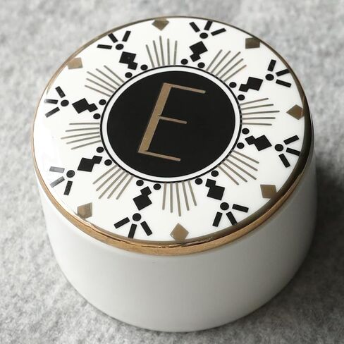 COLLECTIVE HOME - Monogram Jewelry Box, Bohemian Ceramic Trinket Box, Storage for Necklace Ring Bracelet Keys, Birthday Mother's Day Christmas Gift for Women, 3.25" x 2.5" (A) in Saudi Arabia