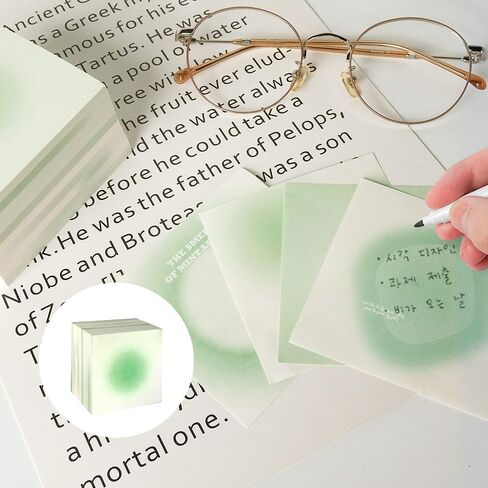 مذكرة فارغة غير لاصقة، مذكرة منحدر متدرج معكرون، 10 تصميمات فريدة مختلفة، ورق أوريغامي مكعب غير لاصق لمستلزمات مكتب الدراسة بدون لاصق هدية، 400 ورقة/حزمة (أخضر) in Saudi Arabia