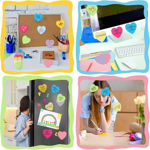 24 Pcs 1080 Sheets Heart Shaped Sticky Notes Cute Bright Colorful Sticking Power Memo Pads Self Note for Reminders Office School and Home 3 x 3 Inch, 8 Color in Saudi Arabia