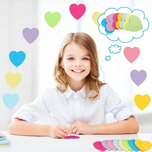 24 Pcs 1080 Sheets Heart Shaped Sticky Notes Cute Bright Colorful Sticking Power Memo Pads Self Note for Reminders Office School and Home 3 x 3 Inch, 8 Color in Saudi Arabia