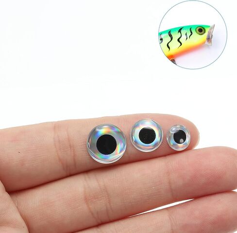 PATIKIL Fishing Lure 3D Eyes 8mm, 100Pcs Waterproof Artificial Fish Eye Fly Tying Lures Crafts Tackle Accessory for Fishing Baits DIY, Silver Tone in Saudi Arabia
