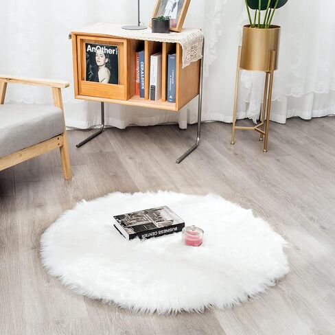 HYSEAS Faux Sheepskin Fur Area Rug Black 3x3 Feet 2 Pack, Round Fluffy Soft Fuzzy Plush Shaggy Carpet Throw Rug for Indoor Floor, Sofa, Chair, Bedroom, Living Room, Home Decoration in Saudi Arabia