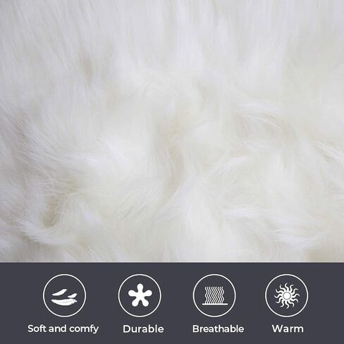 HYSEAS Faux Sheepskin Fur Area Rug Black 3x3 Feet 2 Pack, Round Fluffy Soft Fuzzy Plush Shaggy Carpet Throw Rug for Indoor Floor, Sofa, Chair, Bedroom, Living Room, Home Decoration in Saudi Arabia