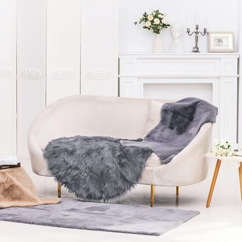 HYSEAS Faux Sheepskin Fur Area Rug Black 3x3 Feet 2 Pack, Round Fluffy Soft Fuzzy Plush Shaggy Carpet Throw Rug for Indoor Floor, Sofa, Chair, Bedroom, Living Room, Home Decoration in Kuwait