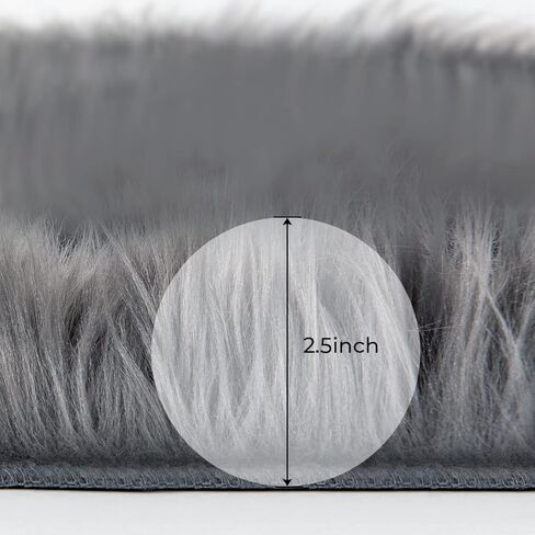 HYSEAS Faux Sheepskin Fur Area Rug Black 3x3 Feet 2 Pack, Round Fluffy Soft Fuzzy Plush Shaggy Carpet Throw Rug for Indoor Floor, Sofa, Chair, Bedroom, Living Room, Home Decoration in Kuwait