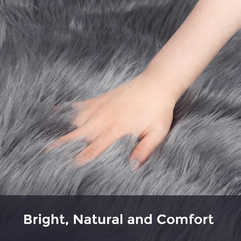 HYSEAS Faux Sheepskin Fur Area Rug Black 3x3 Feet 2 Pack, Round Fluffy Soft Fuzzy Plush Shaggy Carpet Throw Rug for Indoor Floor, Sofa, Chair, Bedroom, Living Room, Home Decoration in Kuwait