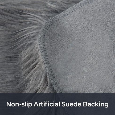 HYSEAS Faux Sheepskin Fur Area Rug Black 3x3 Feet 2 Pack, Round Fluffy Soft Fuzzy Plush Shaggy Carpet Throw Rug for Indoor Floor, Sofa, Chair, Bedroom, Living Room, Home Decoration in Kuwait