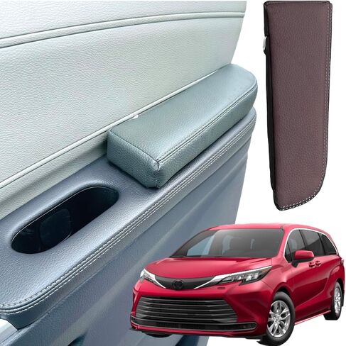 EMZ Leather Door Armrest Cushion Pad Accessories for Toyota Sienna 2021 2022 2023 (Black) in Saudi Arabia