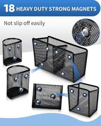 ملحقات خزانة حامل القلم المغناطيسي للعمل، 5 عبوات من حامل القلم المغناطيسي للثلاجة، منظم خزانة المدرسة، سلة حامل العلامة المغناطيسية مع مغناطيس قوي يجب على معلم الفصل الدراسي امتلاكه in Kuwait