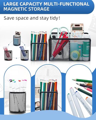 ملحقات خزانة حامل القلم المغناطيسي للعمل، 5 عبوات من حامل القلم المغناطيسي للثلاجة، منظم خزانة المدرسة، سلة حامل العلامة المغناطيسية مع مغناطيس قوي يجب على معلم الفصل الدراسي امتلاكه in Kuwait