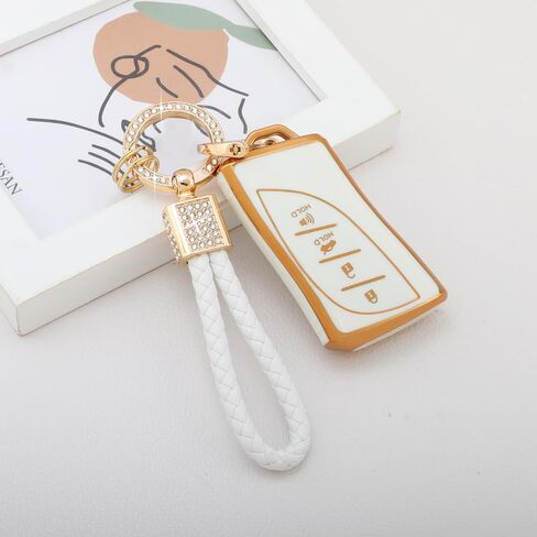 PIFOOG لسيارة Mercedes Key Fob Cover TPU Key Case Soft Car Keys Protector Fit Mercedes Benz AMG C E M S CLS CLA GLK GLA GLC GLE Smart Keychain Keychain Girly Women White Gold in Kuwait